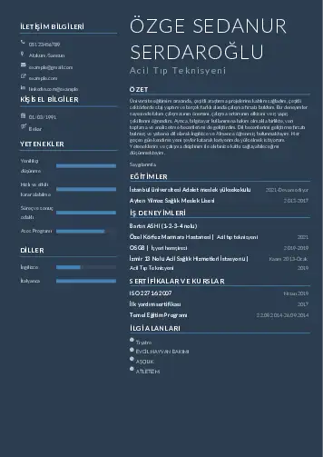 Acil Tıp Teknisyeni CV Örnekleri cv indir